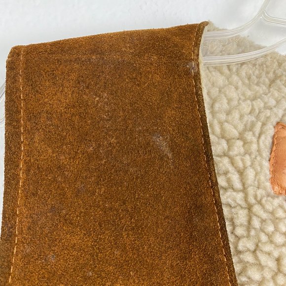 Vintage 70s 80s Trucker Vest Men's Sz 46 shearling Fur lined Suede leather AS IS - Picture 2 of 11